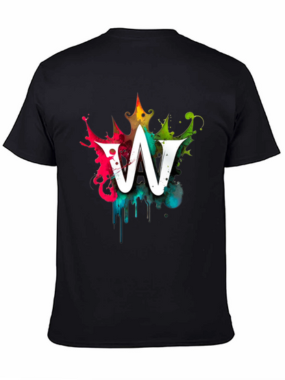 Graffiti Letter W Mens Black Graphic T-Shirt