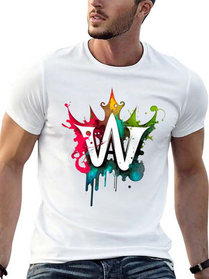 Graffiti Letter W Mens Black Graphic T-Shirt