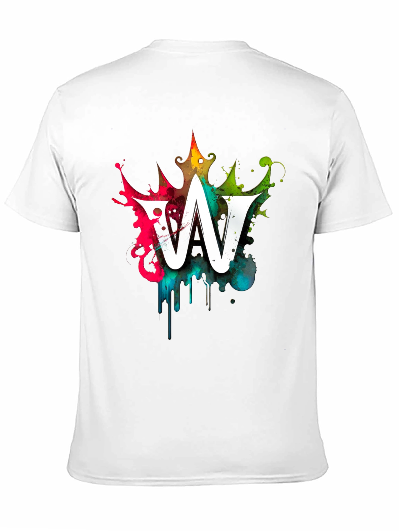 Graffiti Letter W Mens Black Graphic T-Shirt