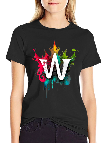 Graffiti Letter W Mens Black Graphic T-Shirt