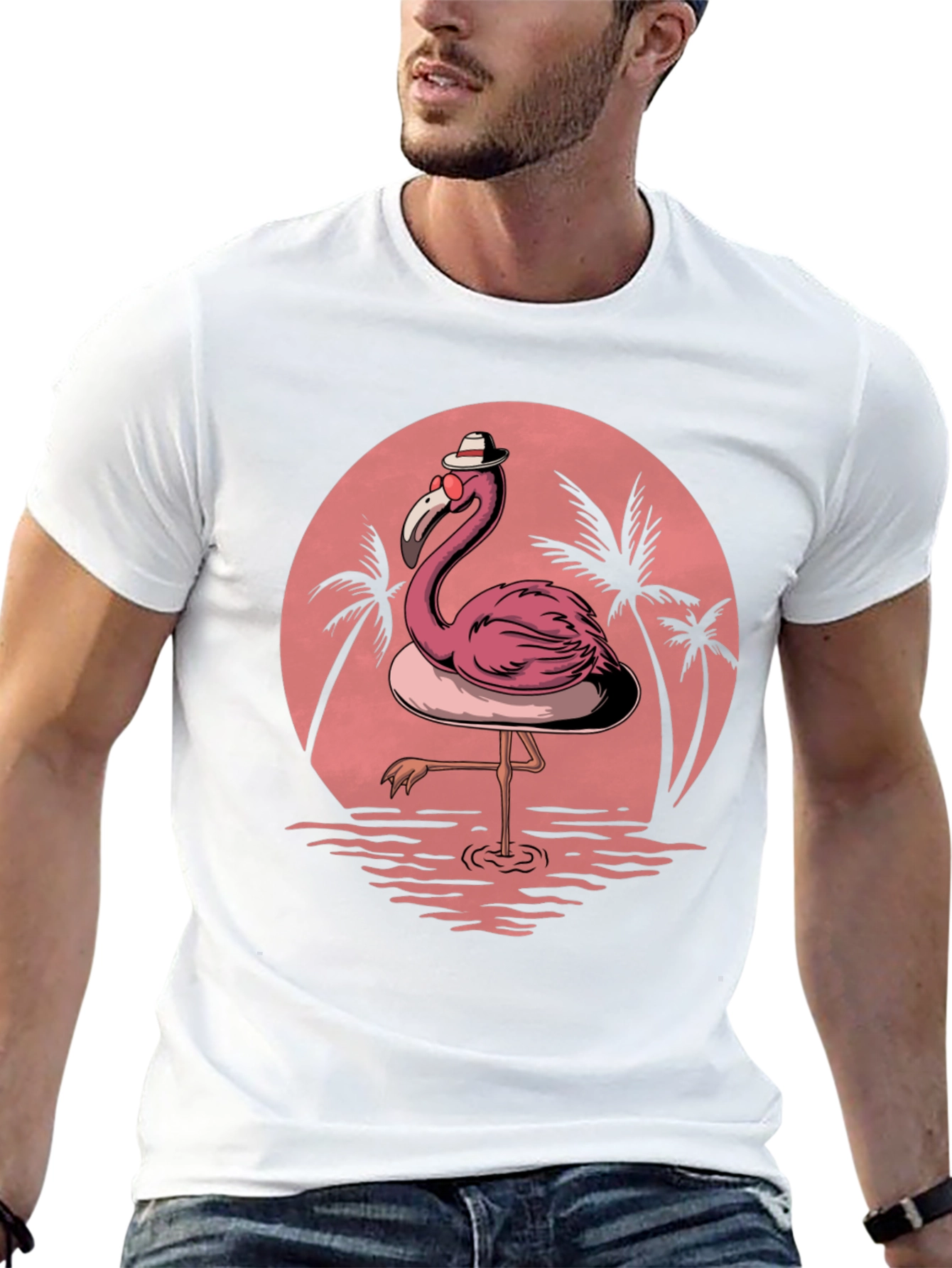 Flamingo Sunset Graphic Tee - Tropical Vibe