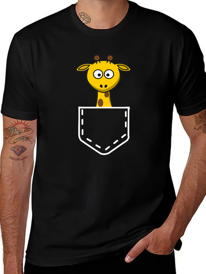 Giraffe Pocket T-Shirt - Fun Animal Tee