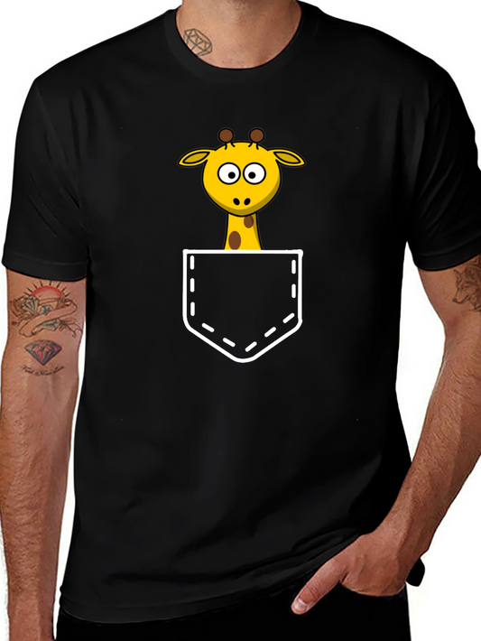 Giraffe Pocket T-Shirt - Fun Animal Tee