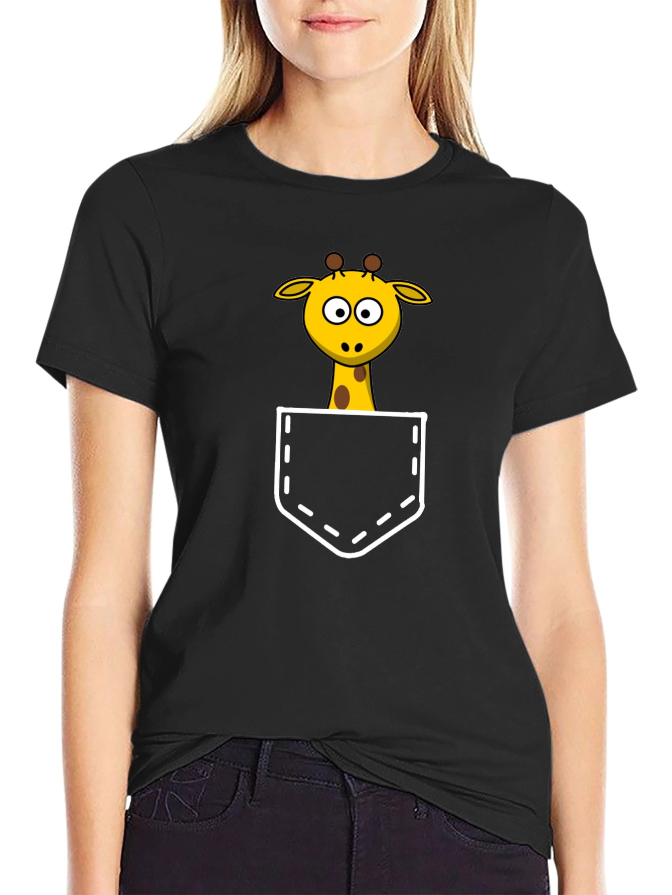 Giraffe Pocket T-Shirt - Fun Animal Tee