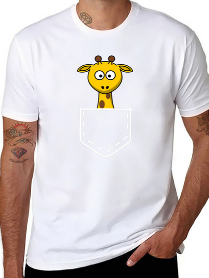 Giraffe Pocket T-Shirt - Fun Animal Tee
