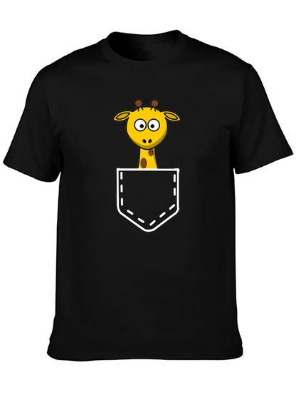 Giraffe Pocket T-Shirt - Fun Animal Tee