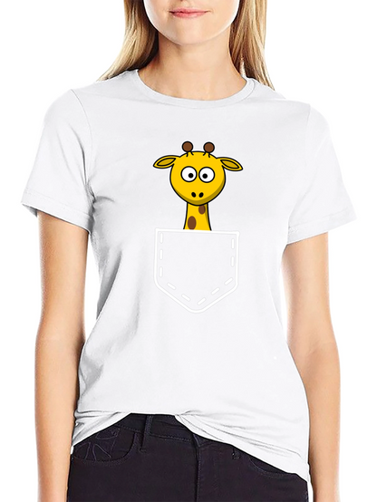 Giraffe Pocket T-Shirt - Fun Animal Tee