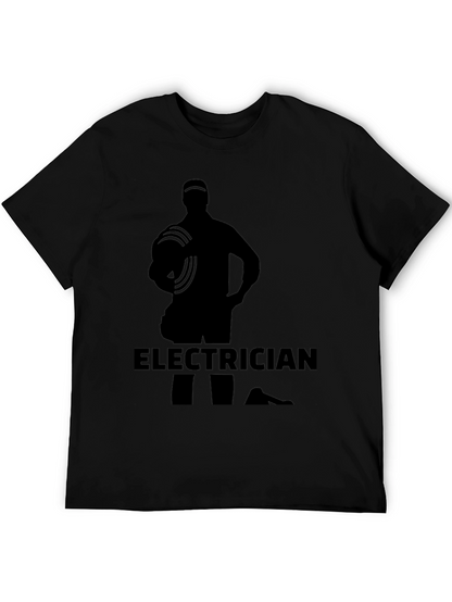 Electrician Silhouette Graphic Black T-Shirt
