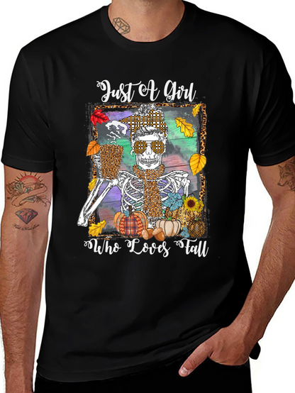Just A Girl Who Loves Fall Skeleton T-Shirt