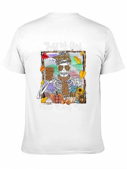 Just A Girl Who Loves Fall Skeleton T-Shirt
