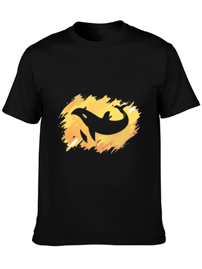 Orca Whale Graphic Tee - Black Cotton T-Shirt