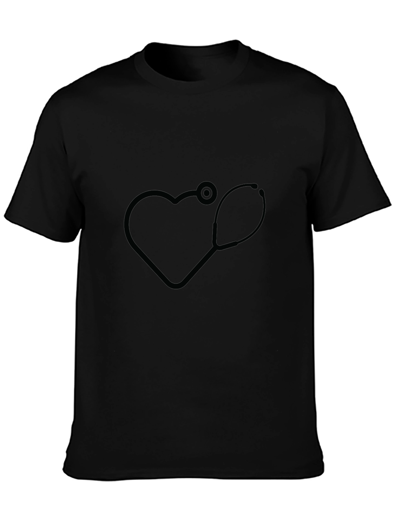 Heartbeat Stethoscope Graphic T-Shirt - Black