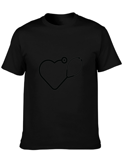 Heartbeat Stethoscope Graphic T-Shirt - Black