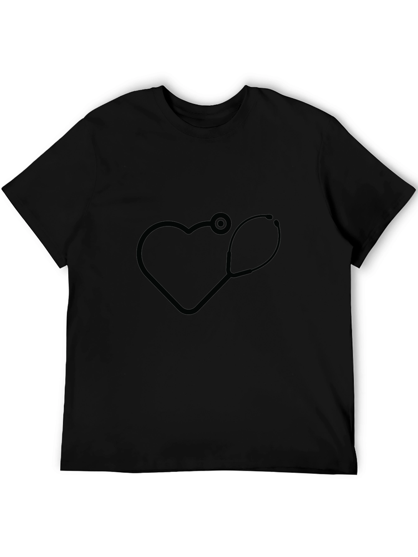 Heartbeat Stethoscope Graphic T-Shirt - Black
