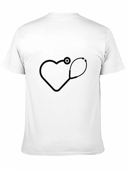 Heartbeat Stethoscope Graphic T-Shirt - Black