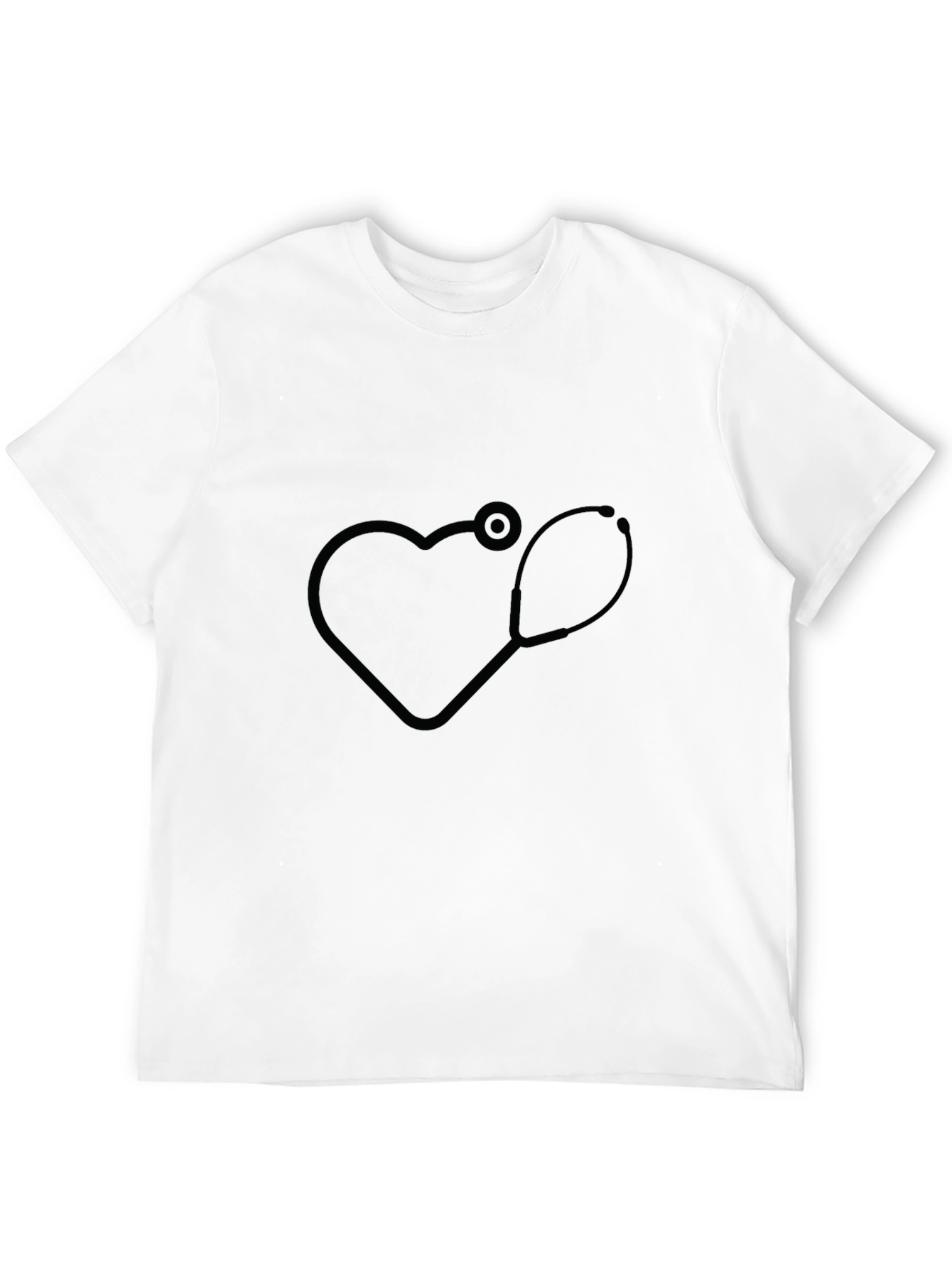 Heartbeat Stethoscope Graphic T-Shirt - Black
