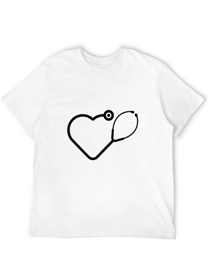 Heartbeat Stethoscope Graphic T-Shirt - Black