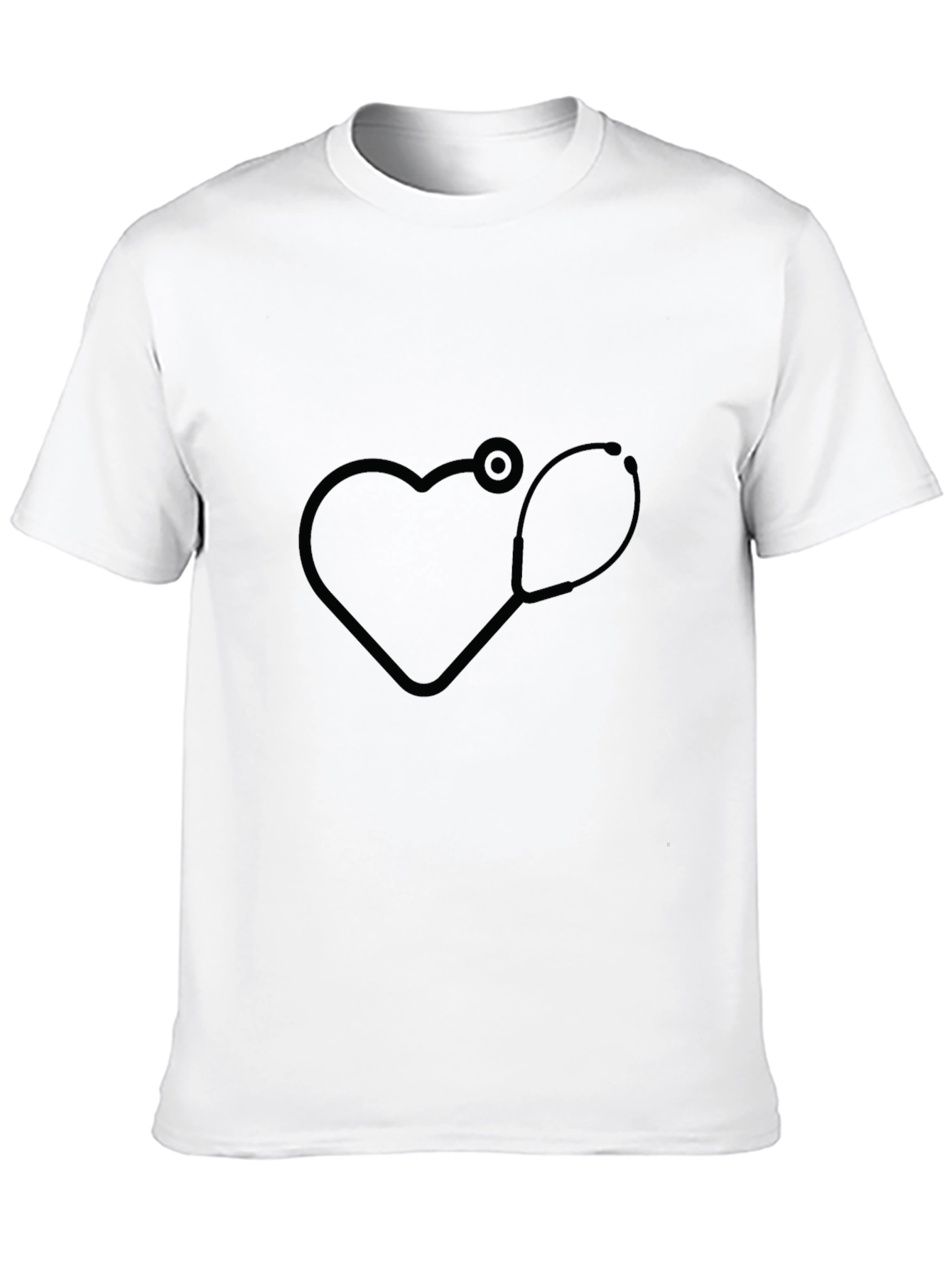 Heartbeat Stethoscope Graphic T-Shirt - Black
