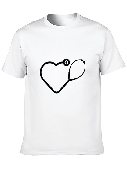 Heartbeat Stethoscope Graphic T-Shirt - Black