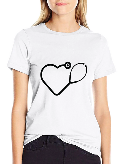 Heartbeat Stethoscope Graphic T-Shirt - Black