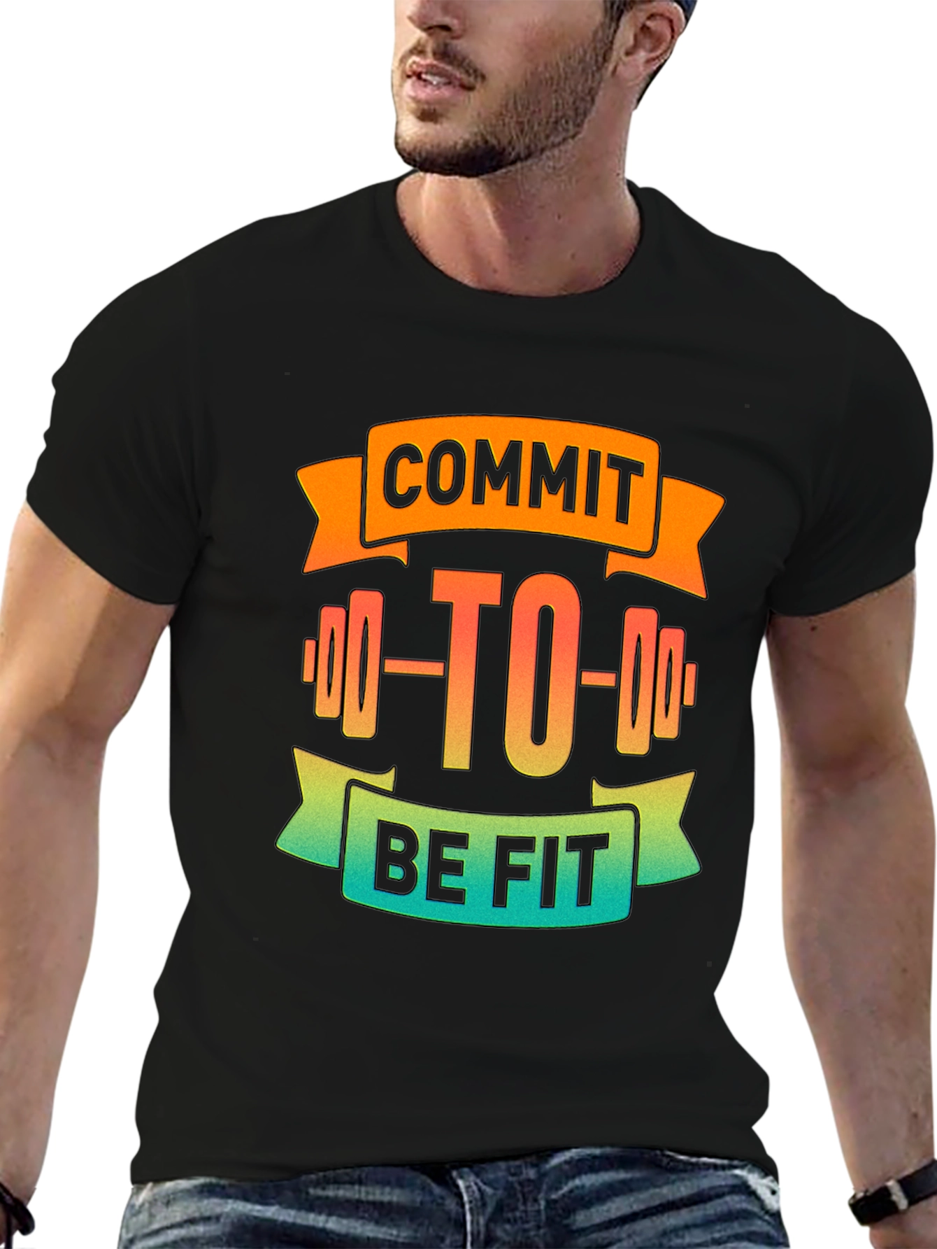 Commit to Be Fit Black Graphic Tee