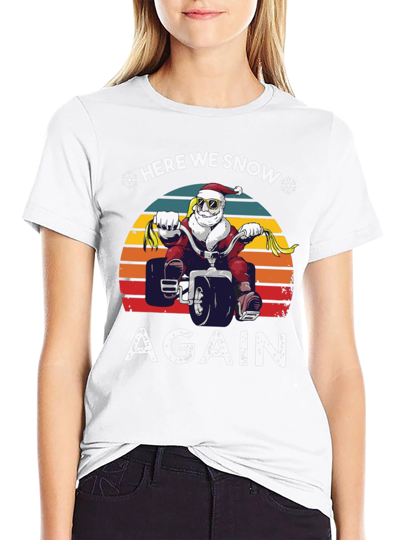 Here We Snow Again Santa ATV T-Shirt