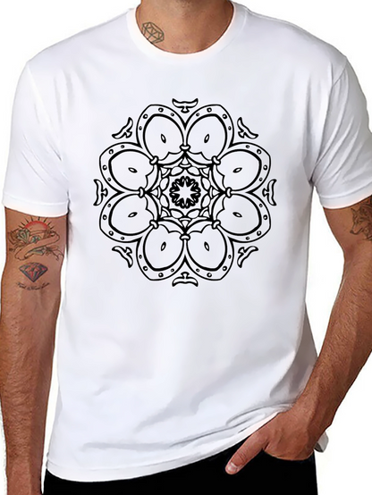Geometric Mandala Design Black T-Shirt
