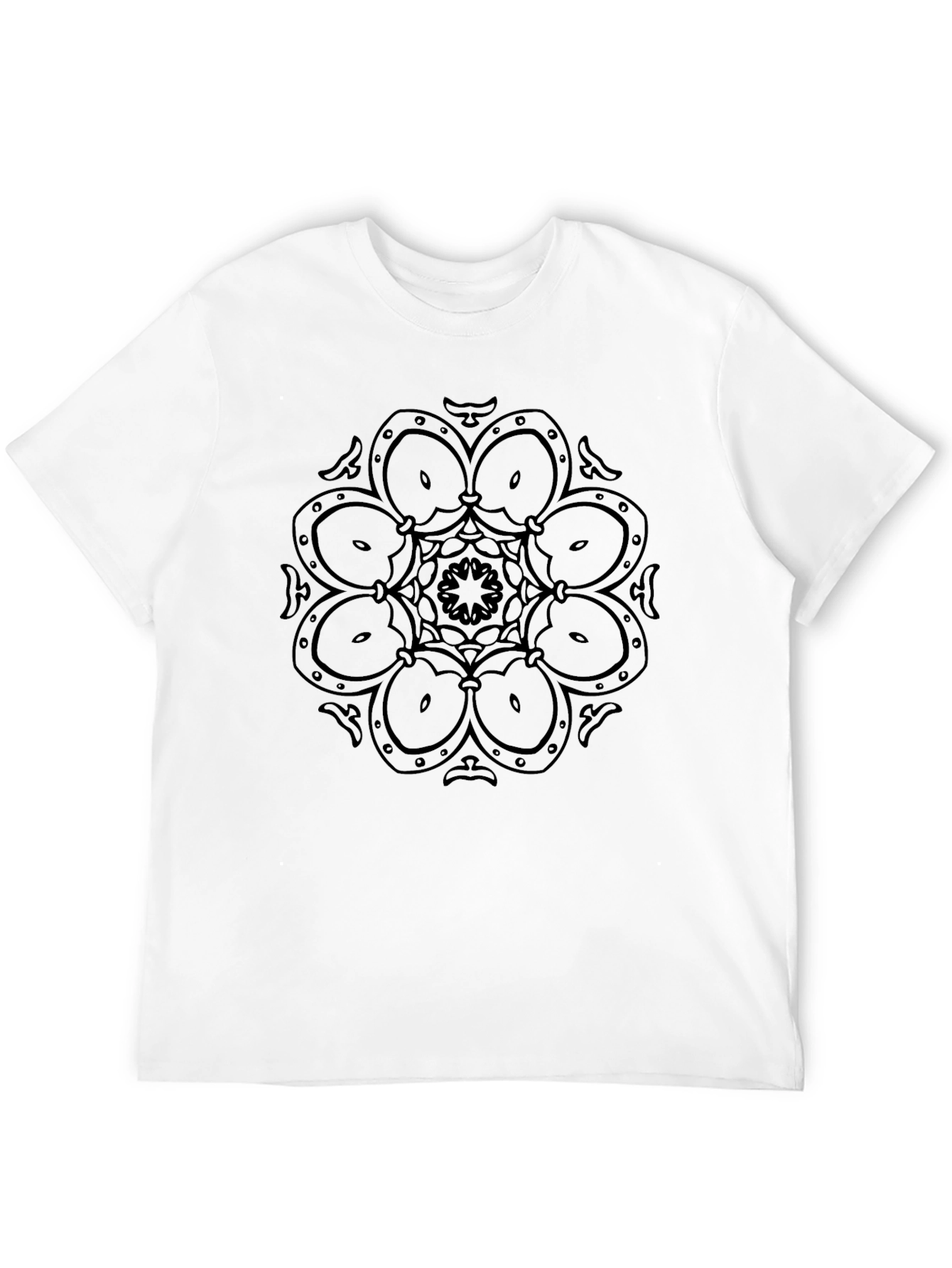 Geometric Mandala Design Black T-Shirt