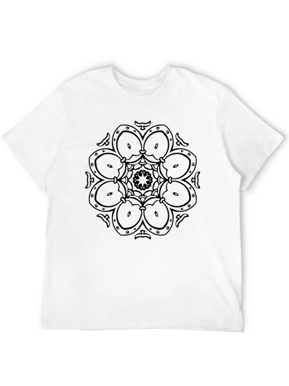 Geometric Mandala Design Black T-Shirt