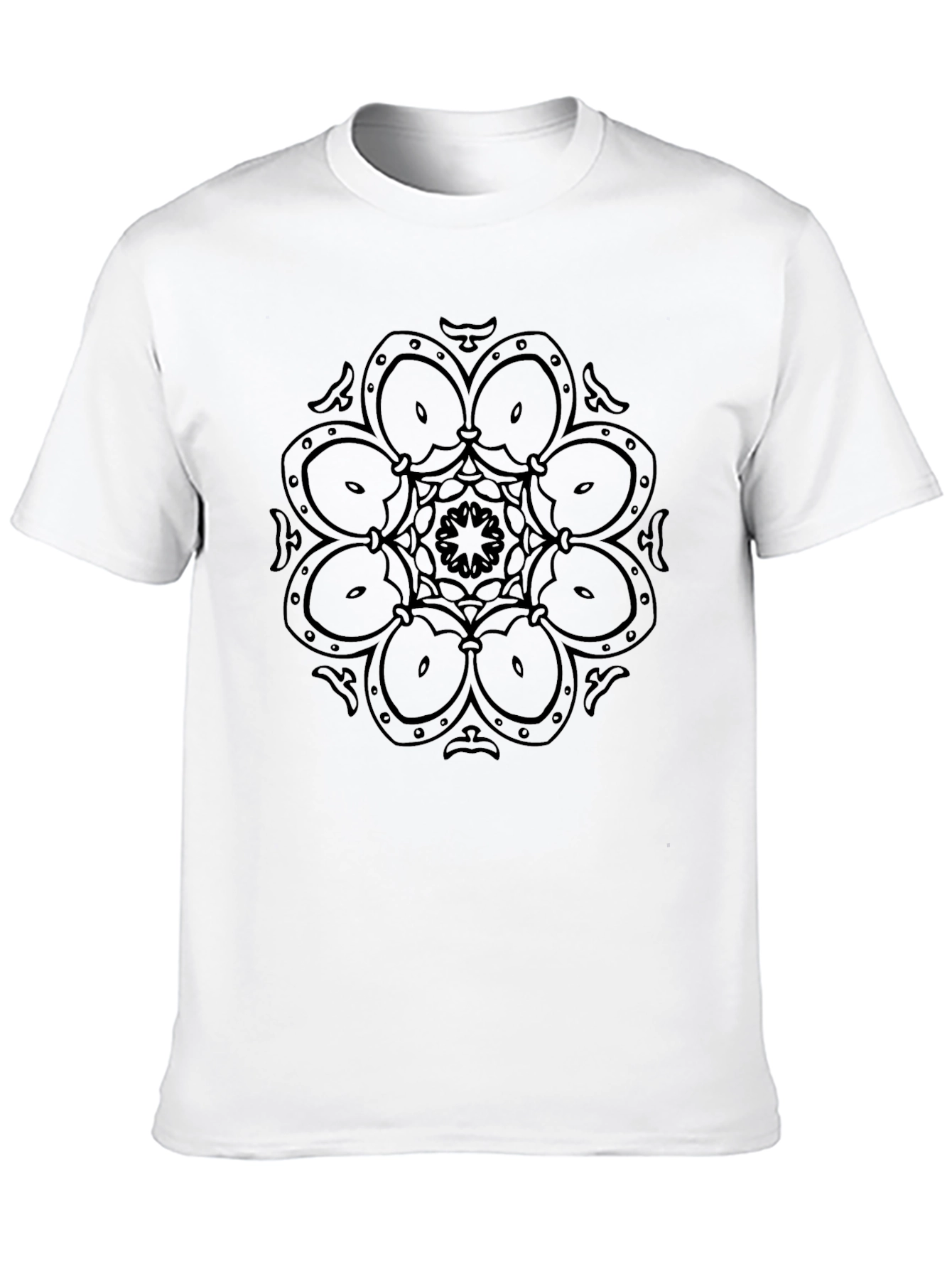 Geometric Mandala Design Black T-Shirt