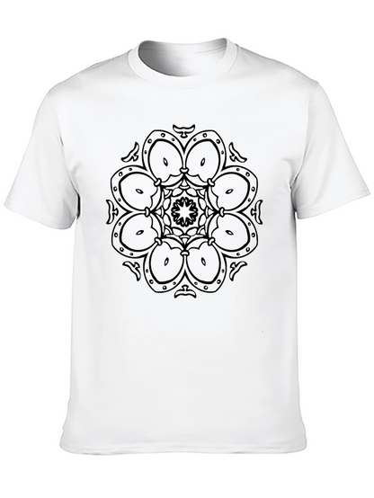 Geometric Mandala Design Black T-Shirt