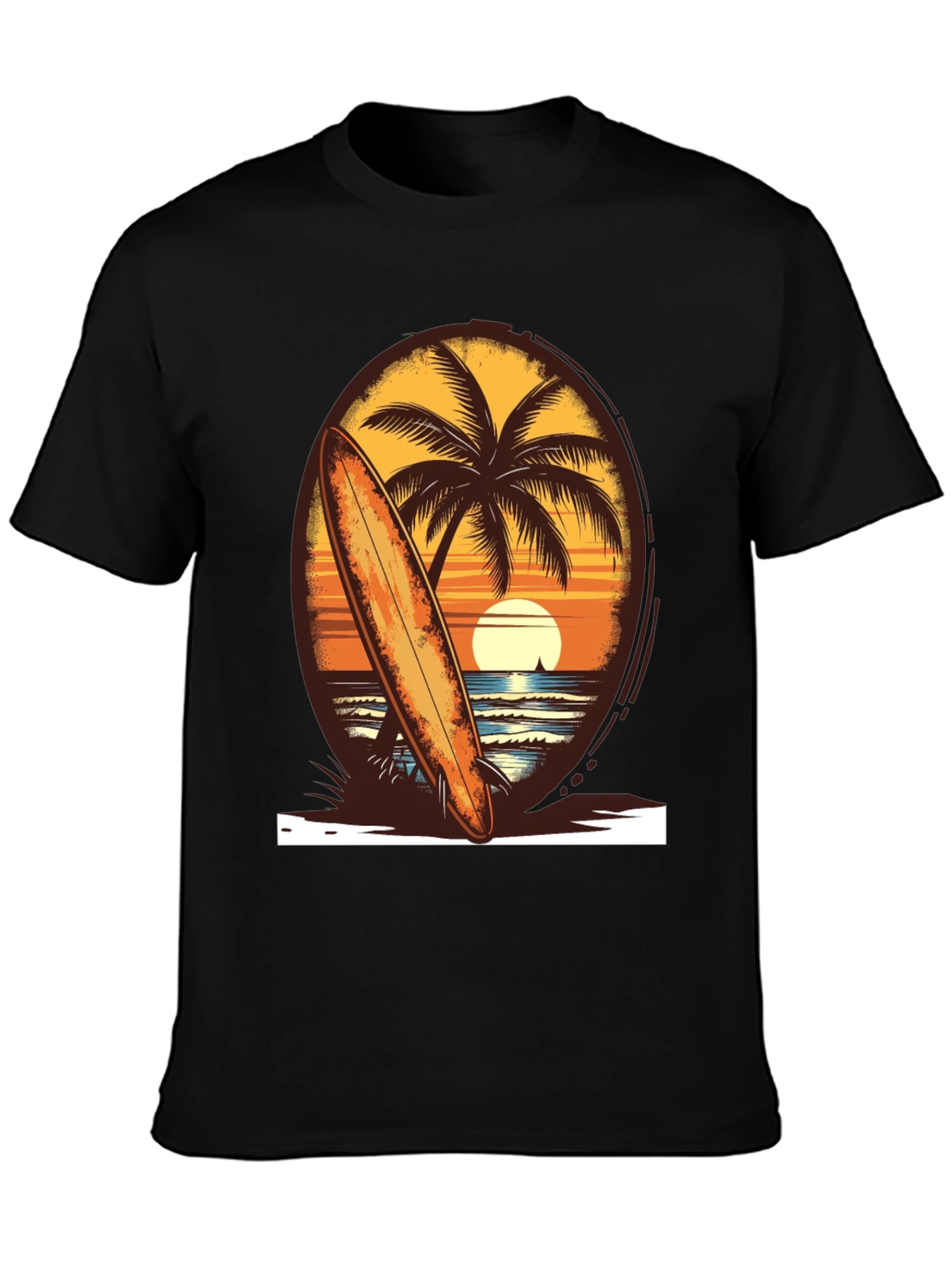 Sunset Surfboard Tee - Beach Vibes