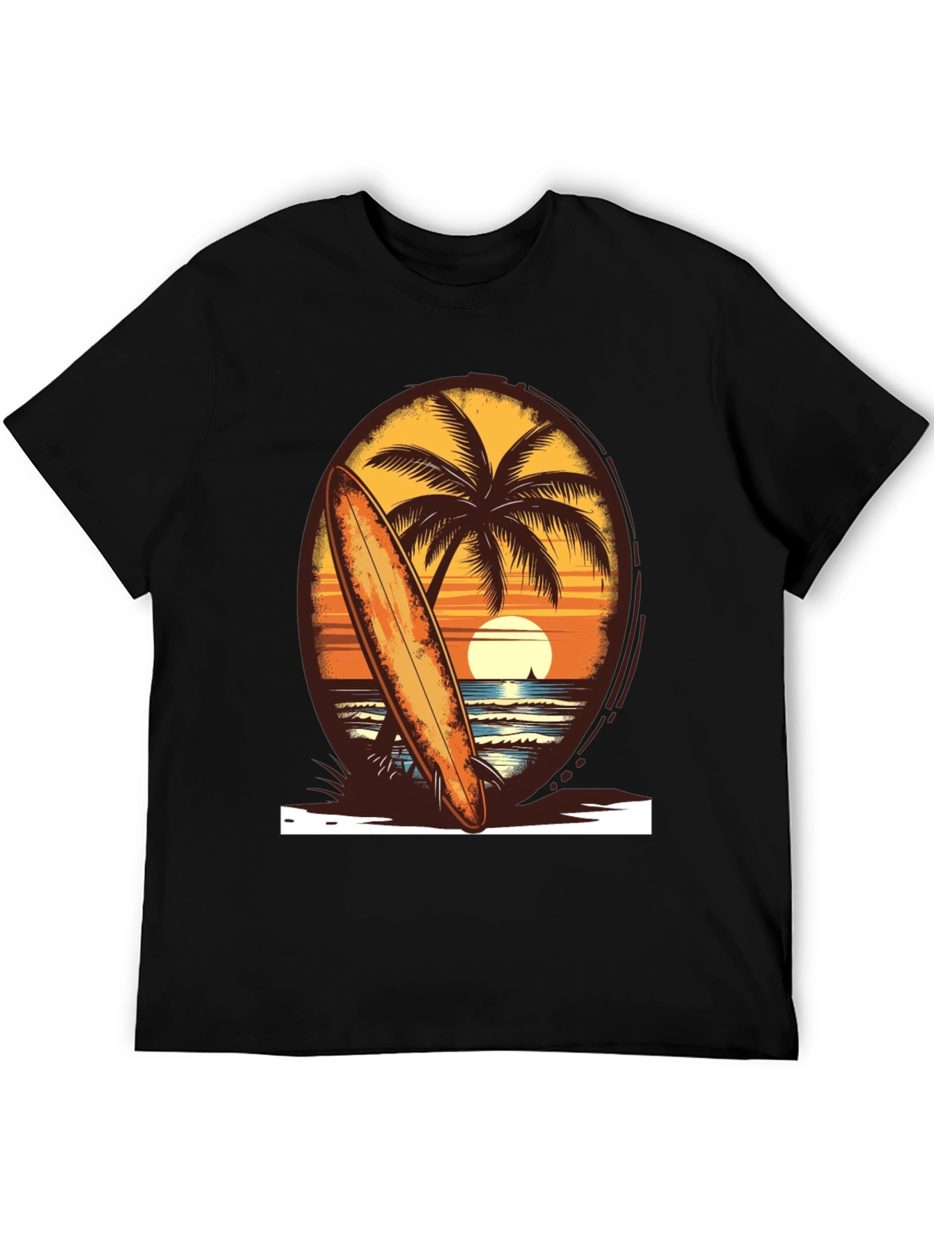 Sunset Surfboard Tee - Beach Vibes