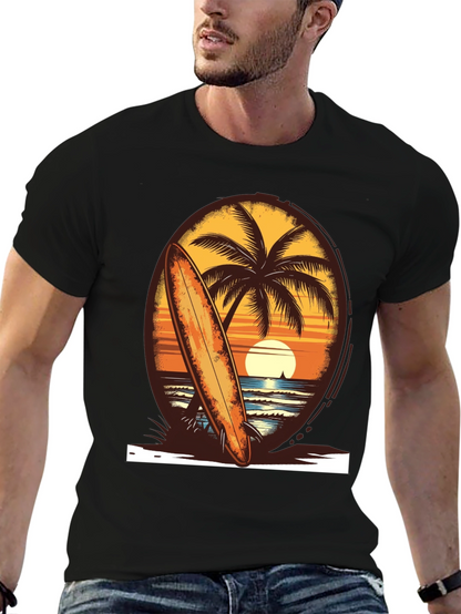 Sunset Surfboard Tee - Beach Vibes