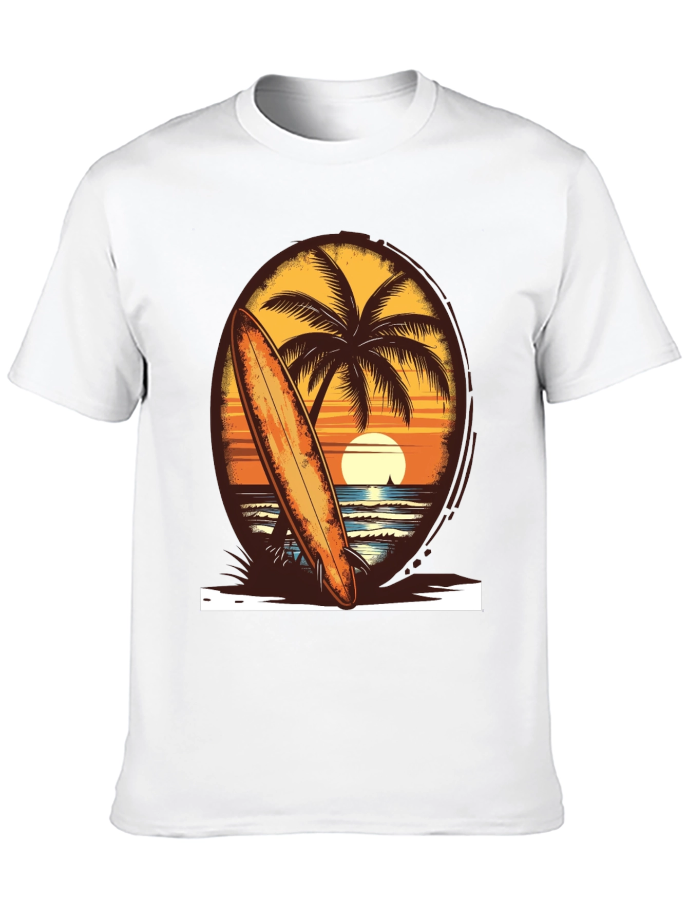 Sunset Surfboard Tee - Beach Vibes