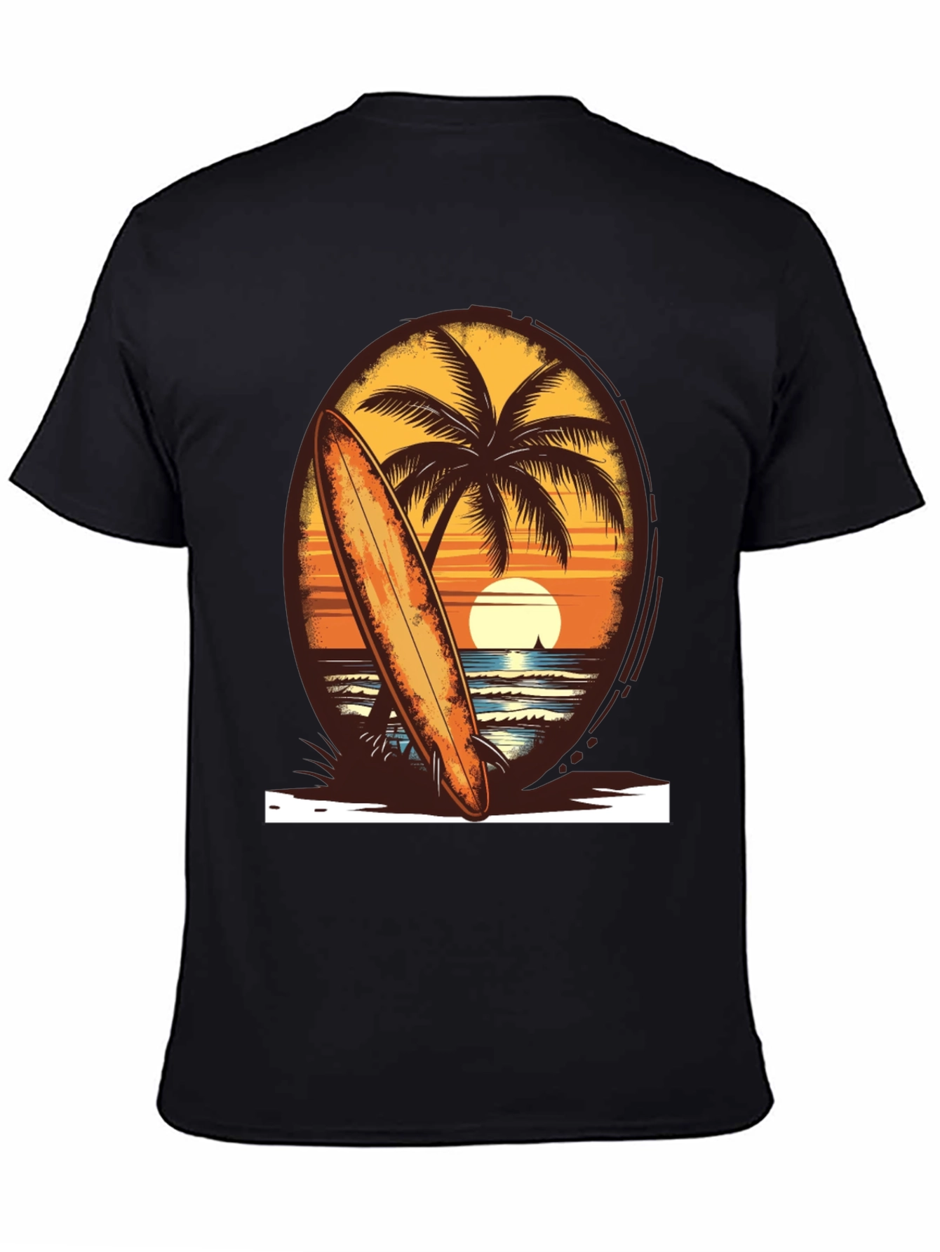 Sunset Surfboard Tee - Beach Vibes