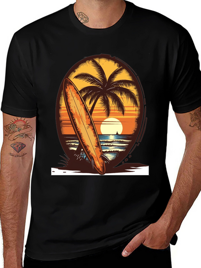 Sunset Surfboard Tee - Beach Vibes
