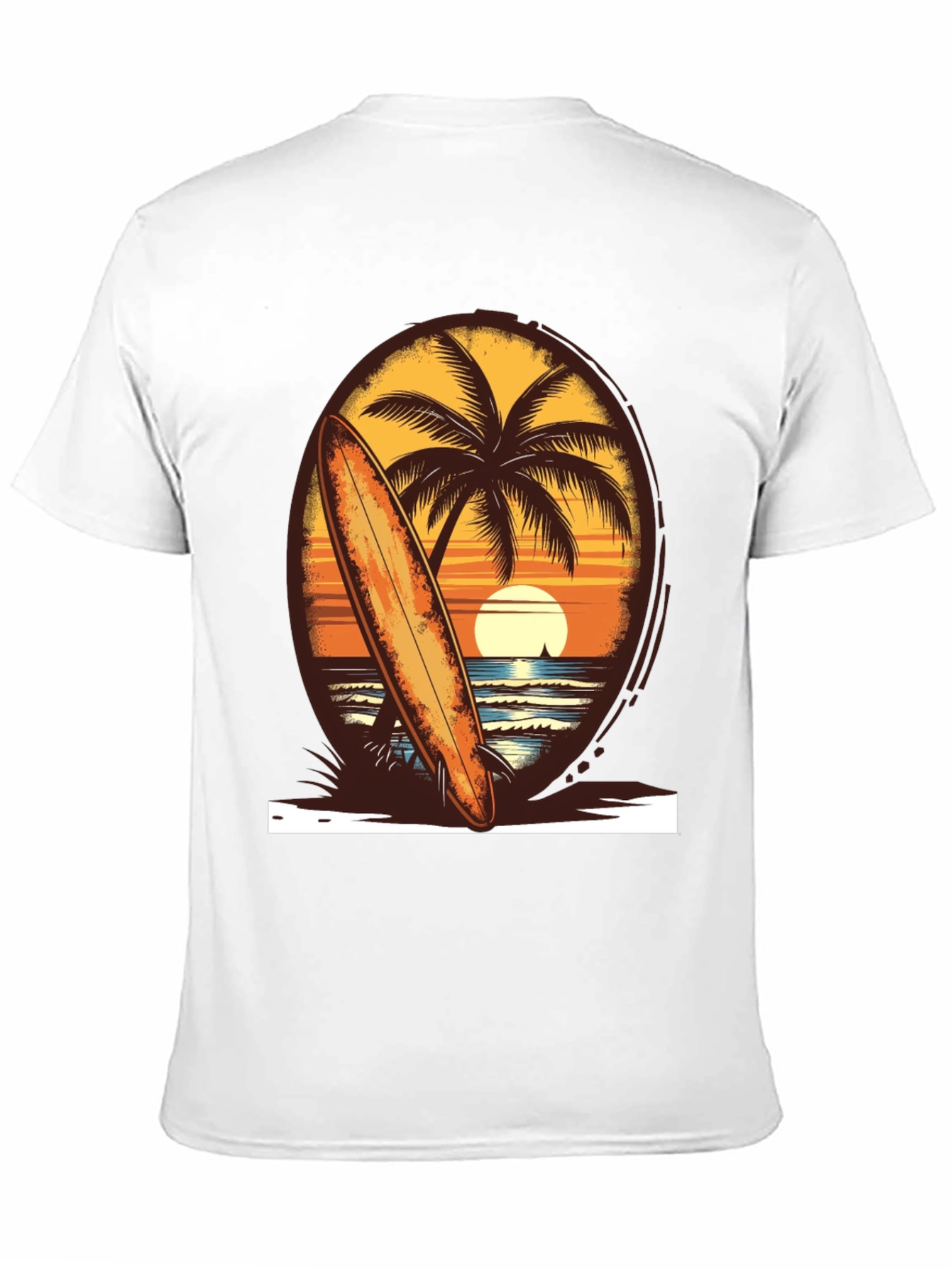 Sunset Surfboard Tee - Beach Vibes