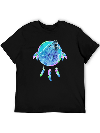 Wolf Dreamcatcher Graphic Tee - Mens Black T-Shirt