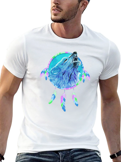 Wolf Dreamcatcher Graphic Tee - Mens Black T-Shirt