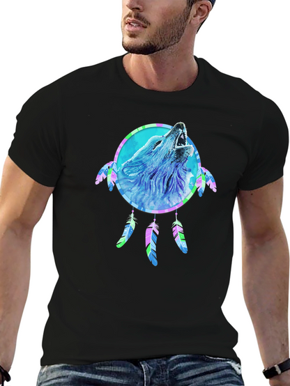 Wolf Dreamcatcher Graphic Tee - Mens Black T-Shirt
