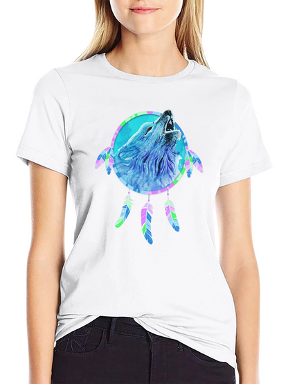 Wolf Dreamcatcher Graphic Tee - Mens Black T-Shirt