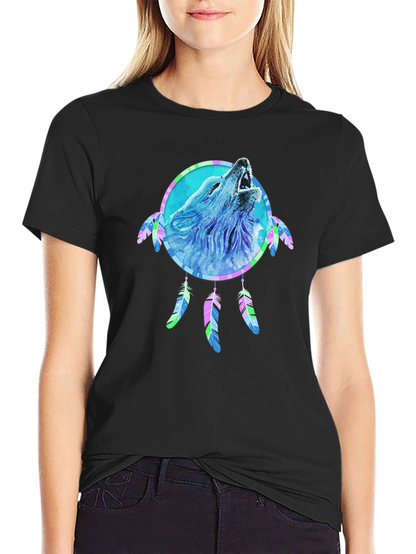 Wolf Dreamcatcher Graphic Tee - Mens Black T-Shirt
