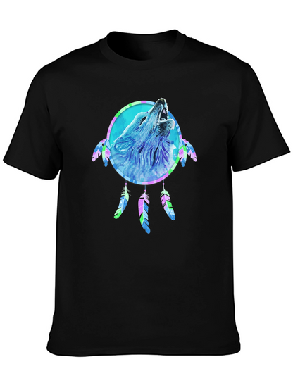 Wolf Dreamcatcher Graphic Tee - Mens Black T-Shirt