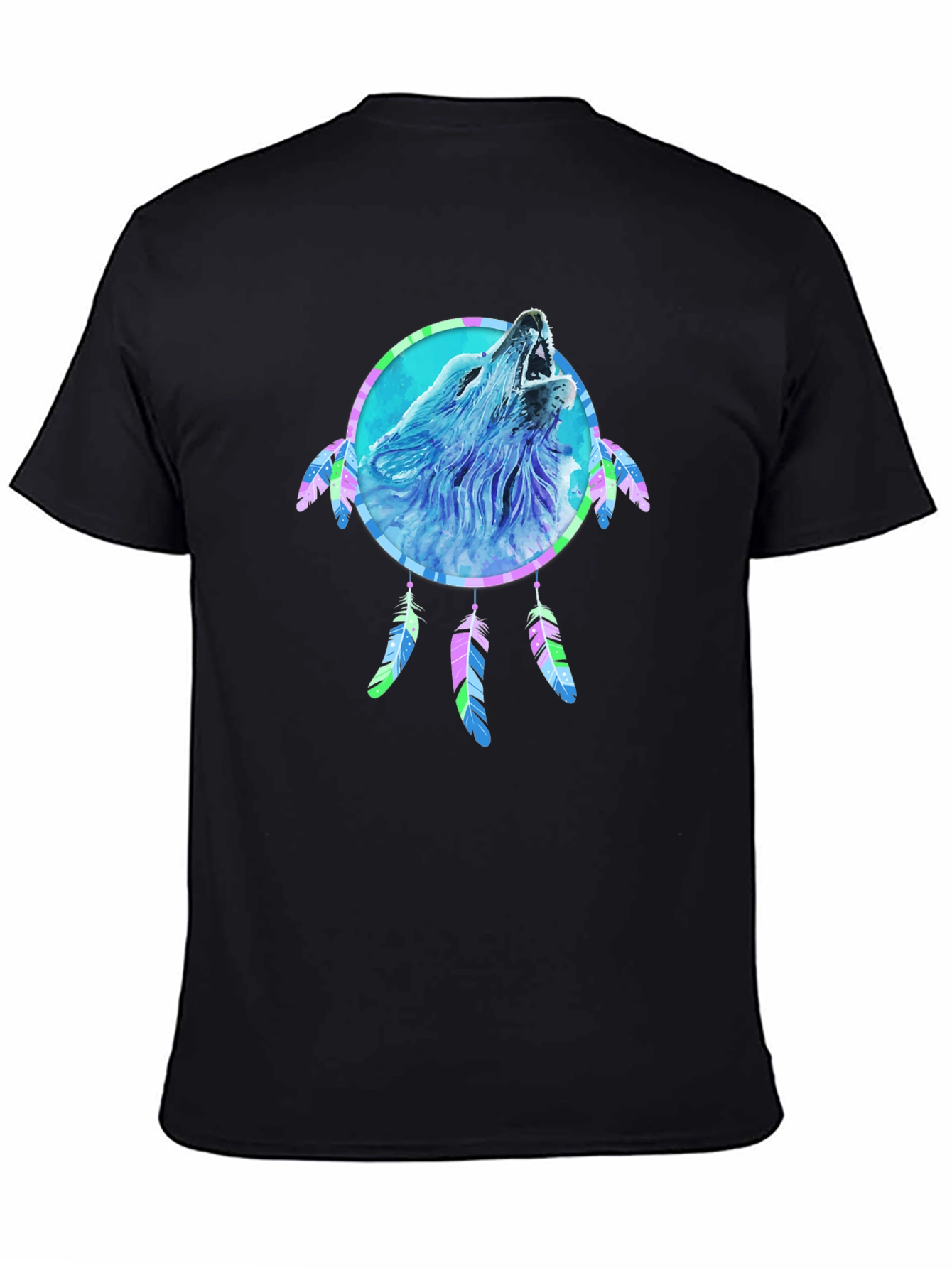 Wolf Dreamcatcher Graphic Tee - Mens Black T-Shirt
