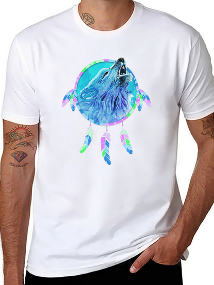 Wolf Dreamcatcher Graphic Tee - Mens Black T-Shirt