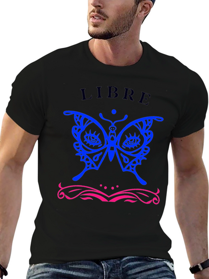 Libre Butterfly Graphic T-Shirt - Stylish Black Tee