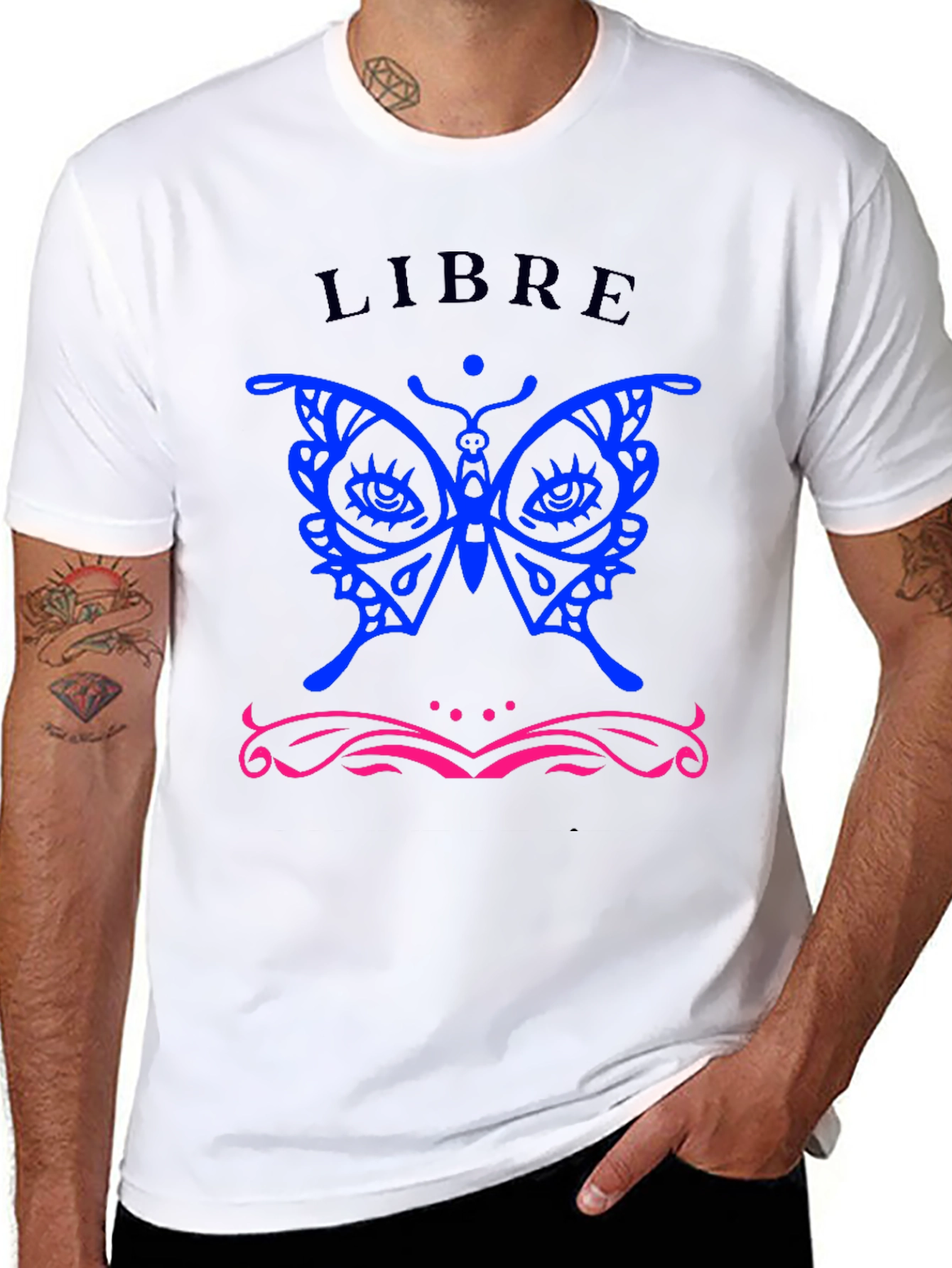 Libre Butterfly Graphic T-Shirt - Stylish Black Tee