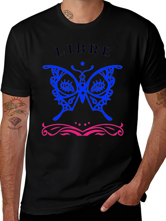 Libre Butterfly Graphic T-Shirt - Stylish Black Tee