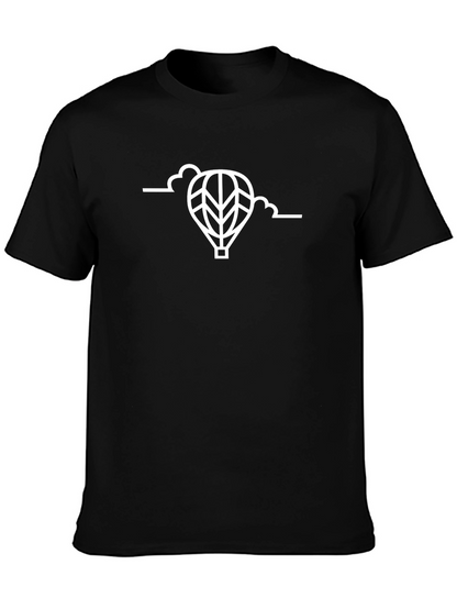 Mens Black T-Shirt - Hot Air Balloon Graphic